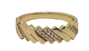 Anillo dorado de rodio con brillantitos