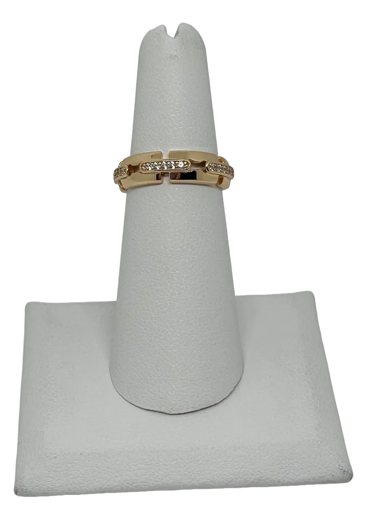 Anillo dorado de rodio con brillantitos-gallery-0