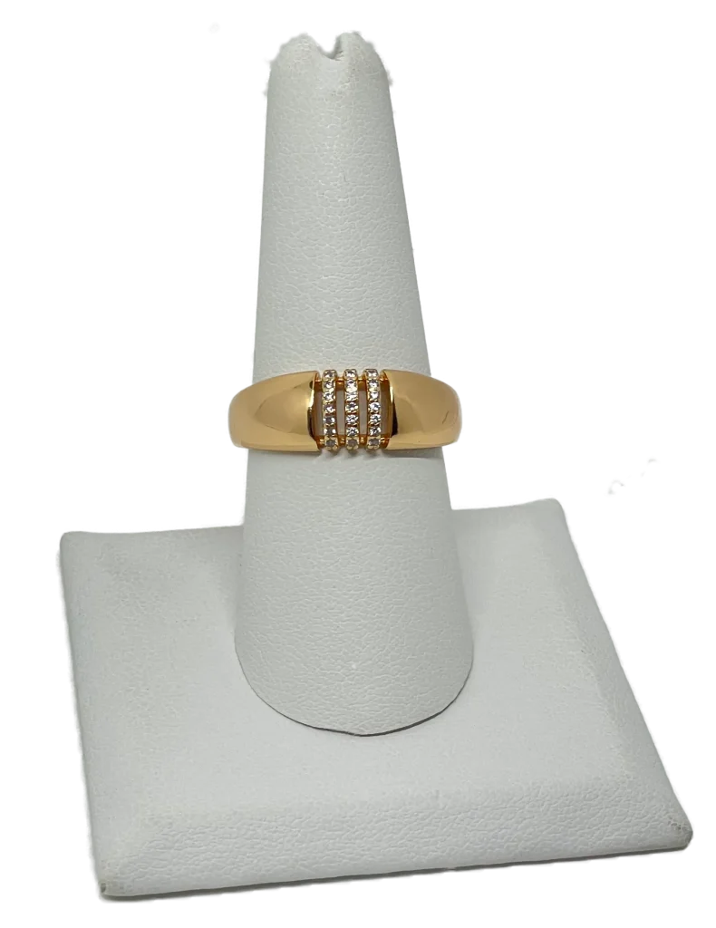 Anillo dorado de rodio con brillantitos-gallery-0