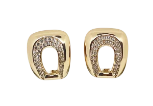 Aretes dorados de rodio con brillantitos