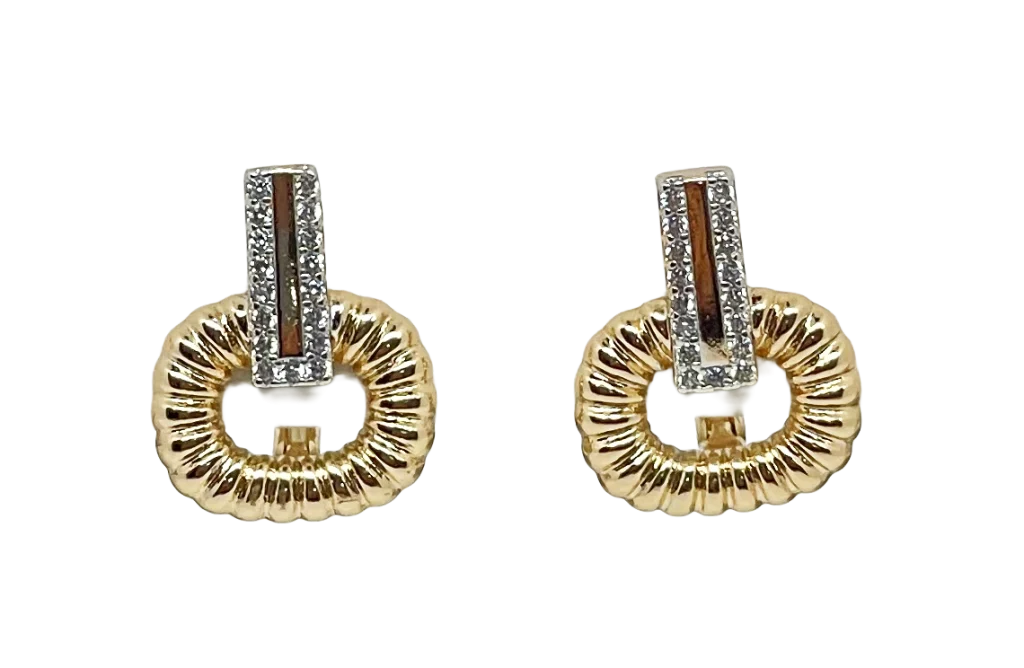 Arete dorado de rodio con brillantito