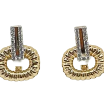 Arete dorado de rodio con brillantito