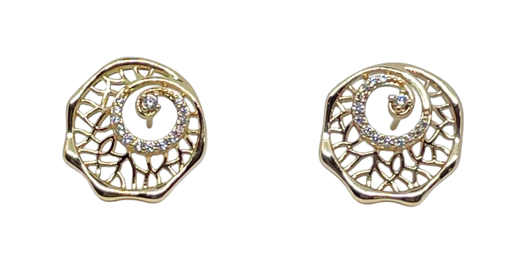 Arete dorado de rodio con brillantito