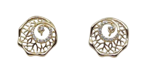Aretes dorados de rodio con brillantitos