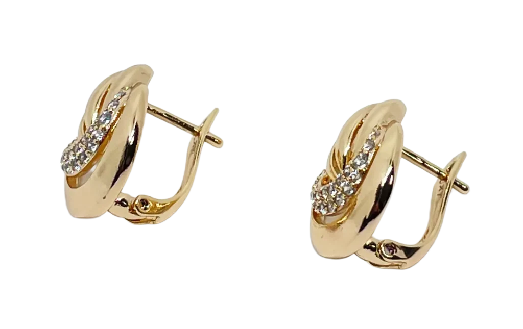 Arete dorado de rodio con brillantito-gallery-0