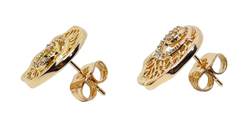 Arete dorado de rodio con brillantito-gallery-0
