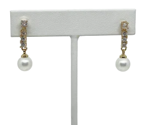 Aretes con perlas y brillantitos