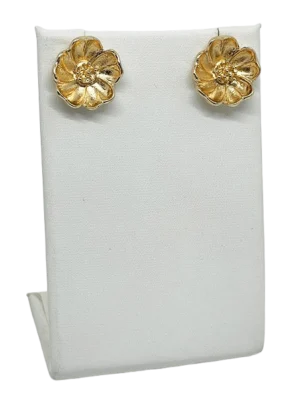 Aretes de metal de flor