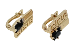 Aretes dorados con negro y brillantito de rodio