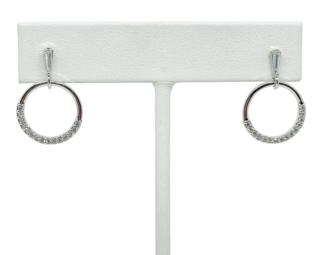 Aretes plateados con brillantitos 2x1.5cm-gallery-0