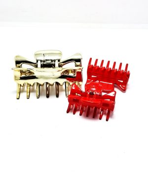 Gancho de plástico dorado y rojo