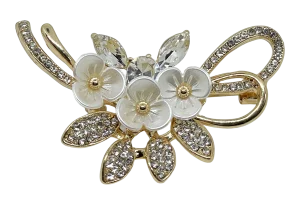Prendedor con flores y brillantitos