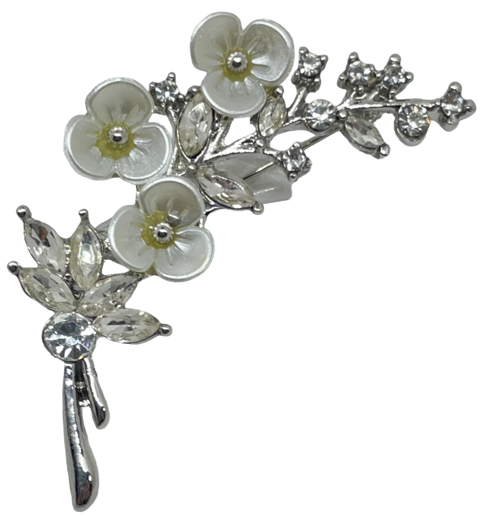 Prendedor de brillantes con flores