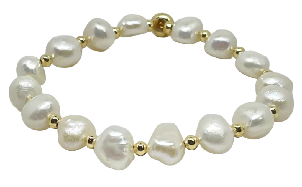 Pulsera ajustable  con perla blanca