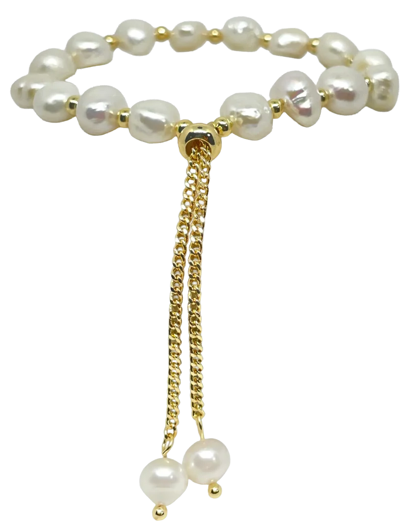 Pulsera ajustable  con perla blanca-gallery-0