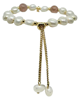 Pulsera ajustable con perla blanca y dije de cola de sirena-gallery-0