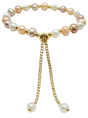 Pulsera ajustable con perla rosada-gallery-0