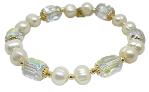 Pulsera ajustable de perla blanca