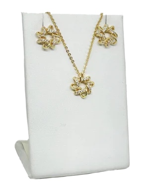 Set de collar y arete dorado con brillantitos