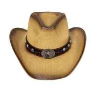 Sombrero con piedras turquesa