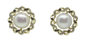 Aretes dorados con perla - chapa S925