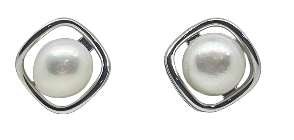 Arete plateado con perla-S925