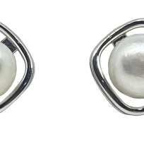 Arete plateado con perla-S925