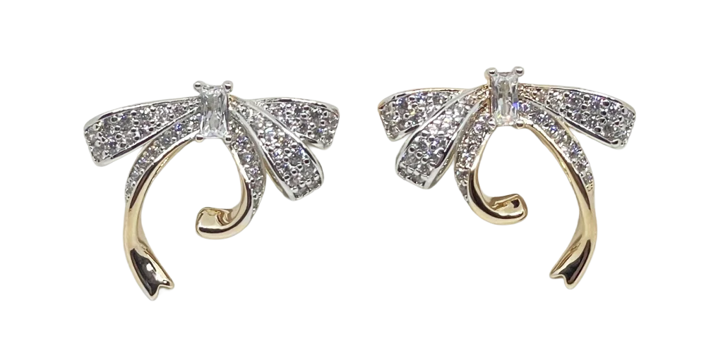 Aretes dorados de rodio con brillantito