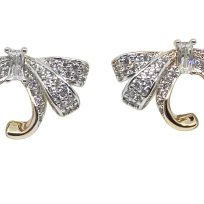 Aretes dorados de rodio con brillantito