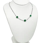 Cadena plateada de acero inoxidable con brillantitos verdes-gallery-0