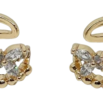 Earcuffs dorados con brillantitos de rodio