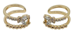 Earcuffs dorados con brillantitos de rodio