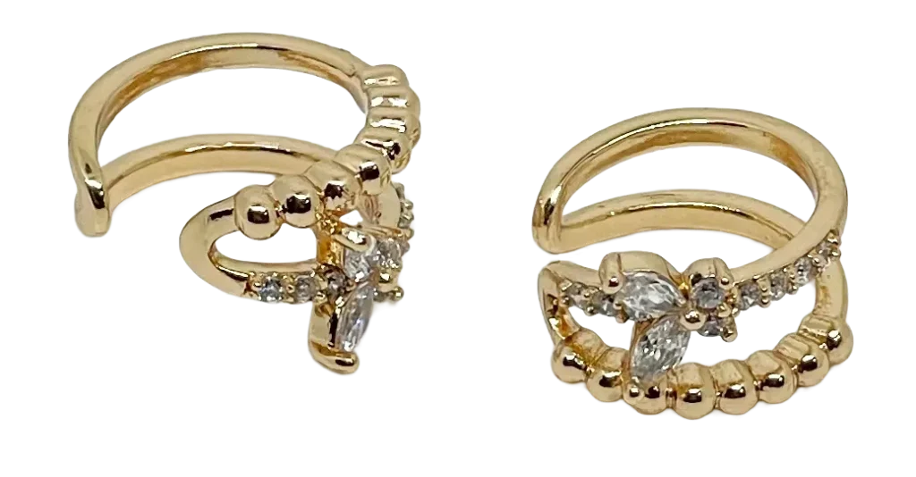 Earcuffs dorados con brillantitos de rodio-gallery-1