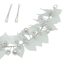 Enredadera blanca con hojas y perlas-gallery-0