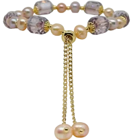 Pulsera ajustable con perlas lilas-gallery-0