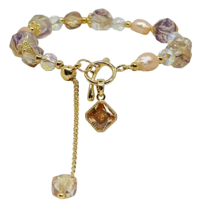 Pulsera ajustable con perlas rosadas-gallery-0