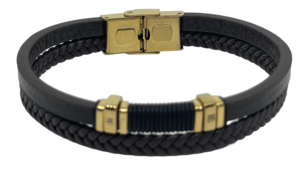 Pulsera café de cuerina