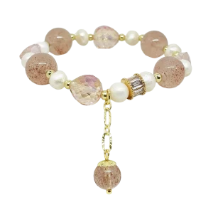 Pulsera de vidrio rosada
