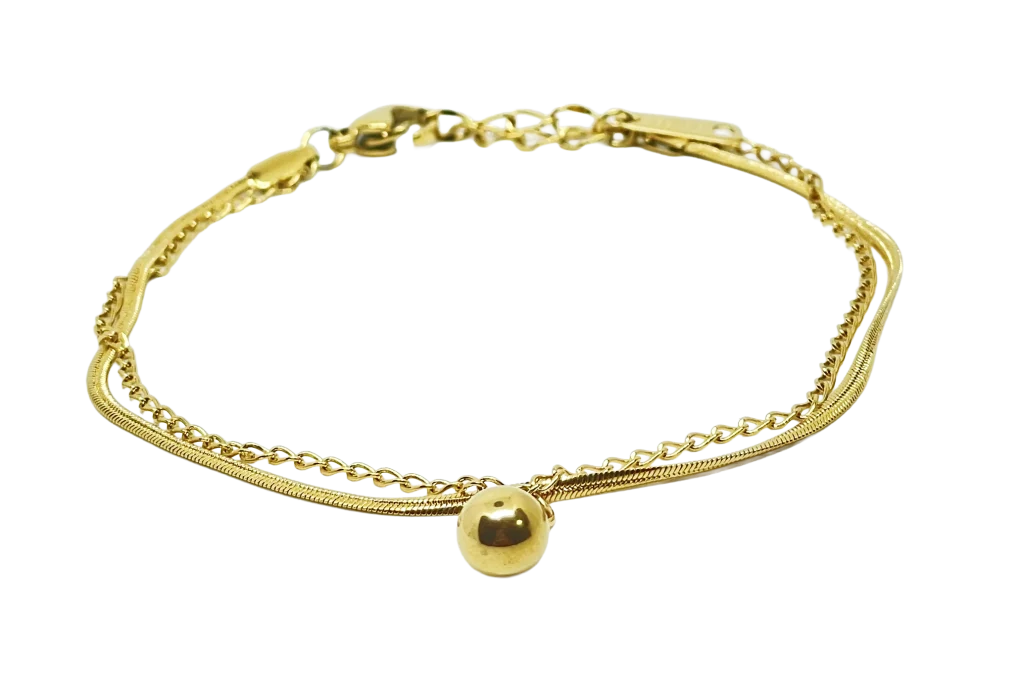 Pulsera dorada de acero inoxidable de 2 hilos