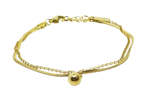 Pulsera dorada de acero inoxidable de 2 hilos