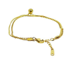 Pulsera dorada de acero inoxidable de 2 hilos-gallery-0