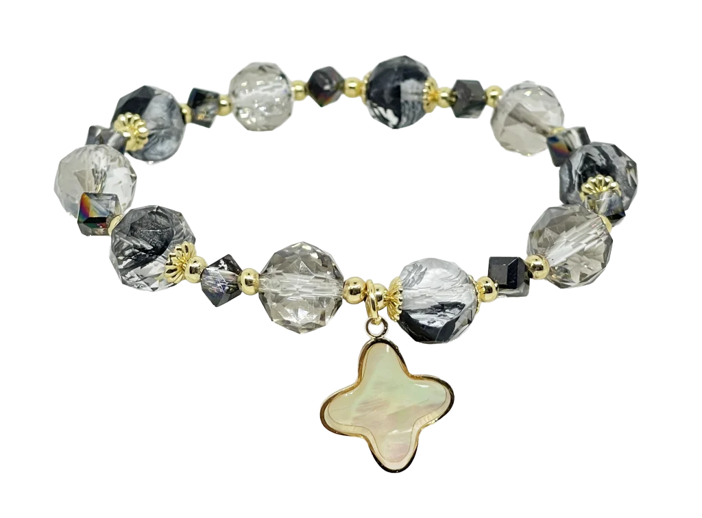 Pulsera elástica de vidrio negra