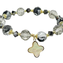 Pulsera elástica de vidrio negra