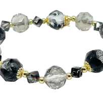 Pulsera elástica de vidrio negra-gallery-0
