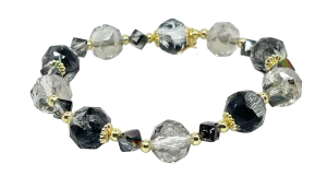 Pulsera elástica de vidrio negra-gallery-0