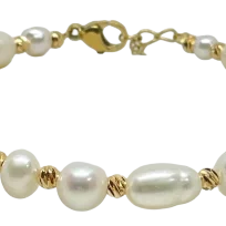 Rebajada-Pulsera ajustable con perlas blancas