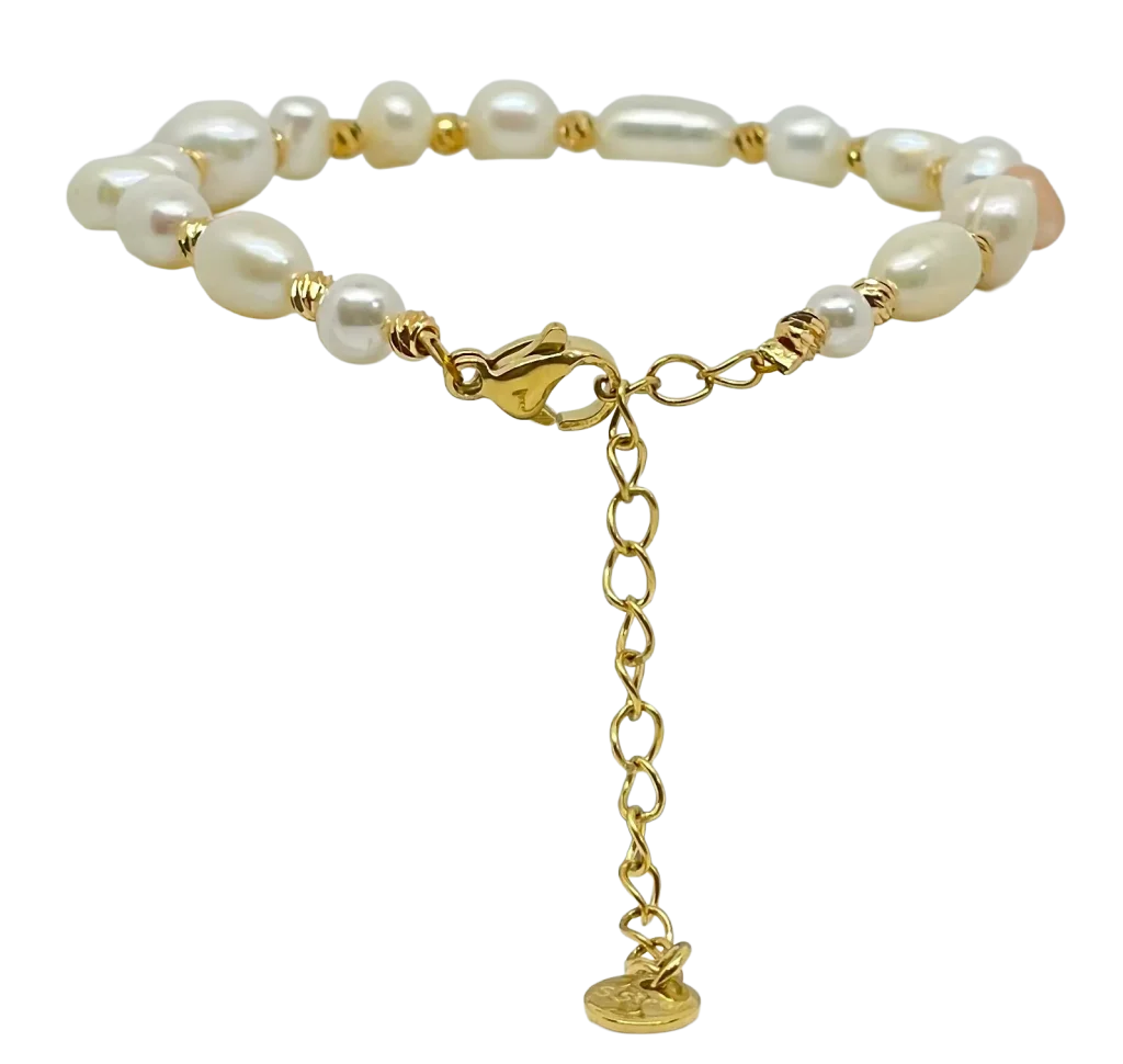 Rebajada-Pulsera ajustable con perlas blancas-gallery-0