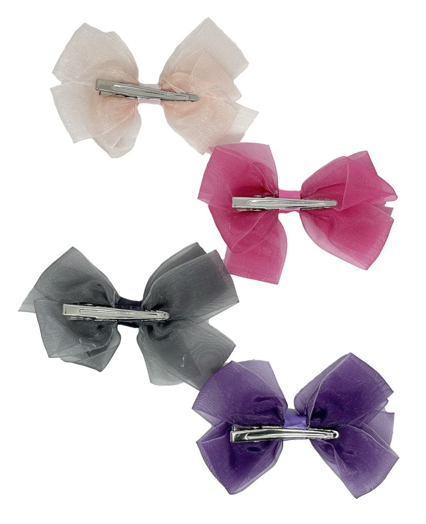 Set de 4 moñas rosado, fucsia, morado y gris-gallery-0