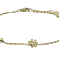 Tobillera de acero con dijes de flores