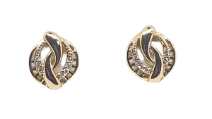 Aretes dorados de rodio con brillantitos